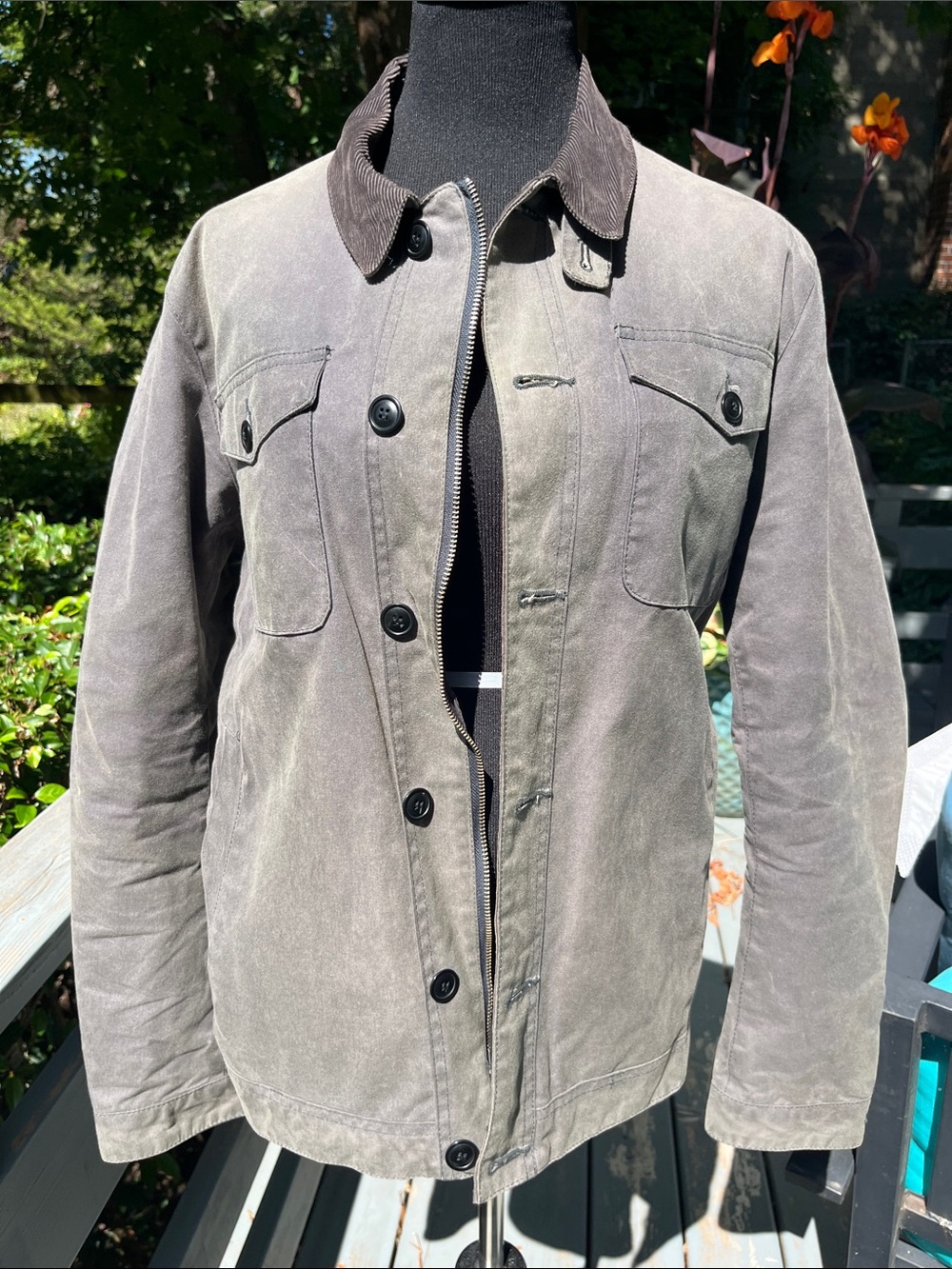 Barbour Men's Gray Field Jacket with Corduroy Collar
